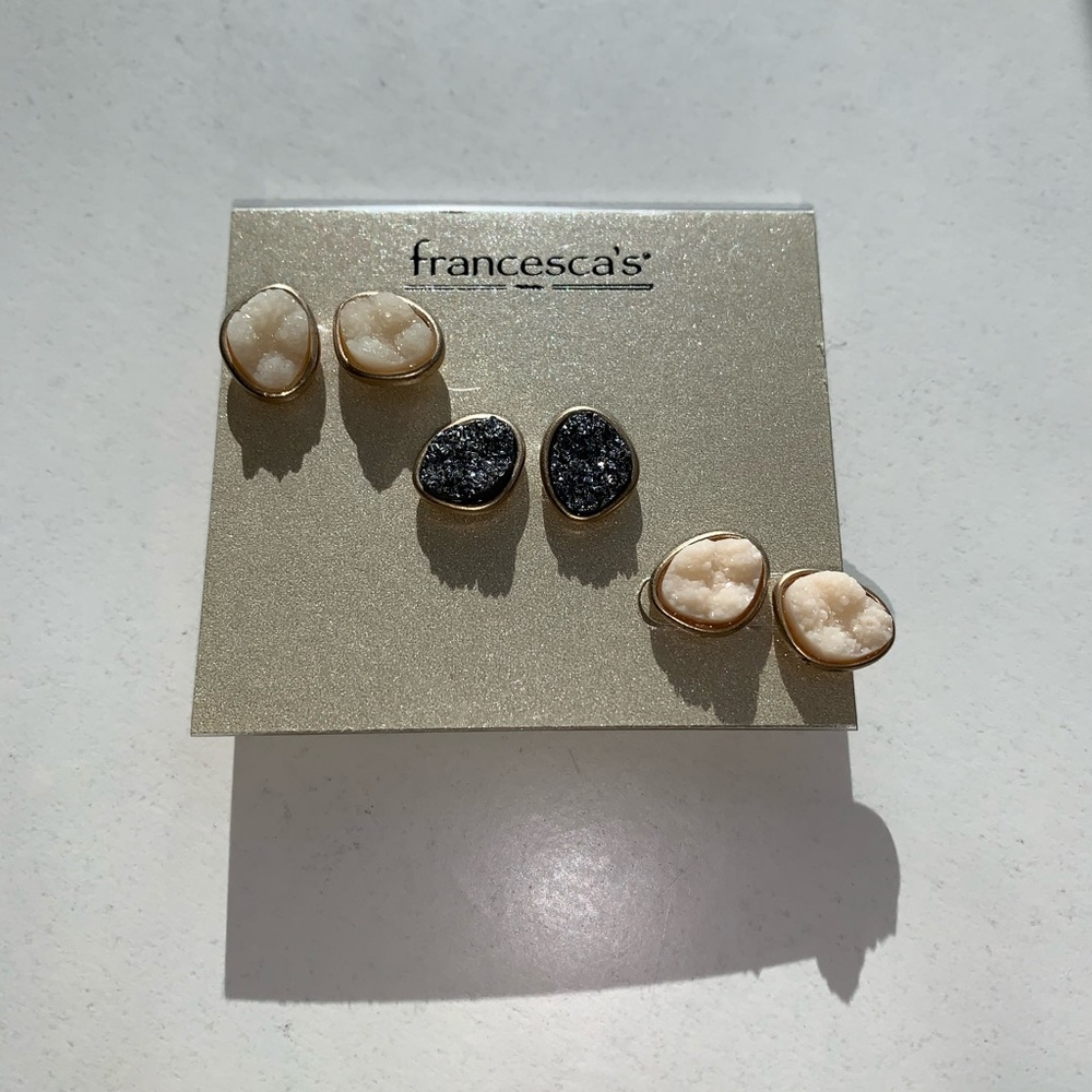 Francesca’s stone earrings. Set of 3